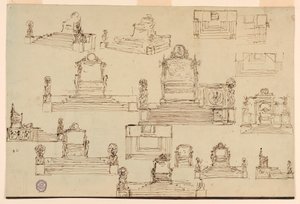 Drawing, Fifteen Sketches for a Throne